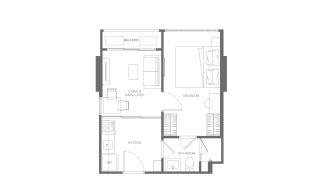 Планировка кондомониума 1 спальня в корпусе Building B Valles Haus in Bangkok, Thailand, ЖК Valles Haus № 11009