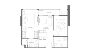 Condominium floor plan, 1 bedroom in building Building C Valles Haus in Bangkok, Thailand, Valles Haus No. 11010